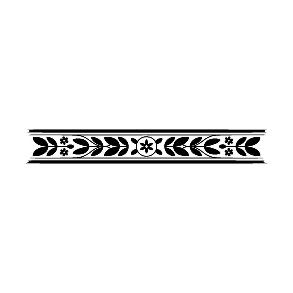 Elegant Black White Leaf Border, Vintage vector