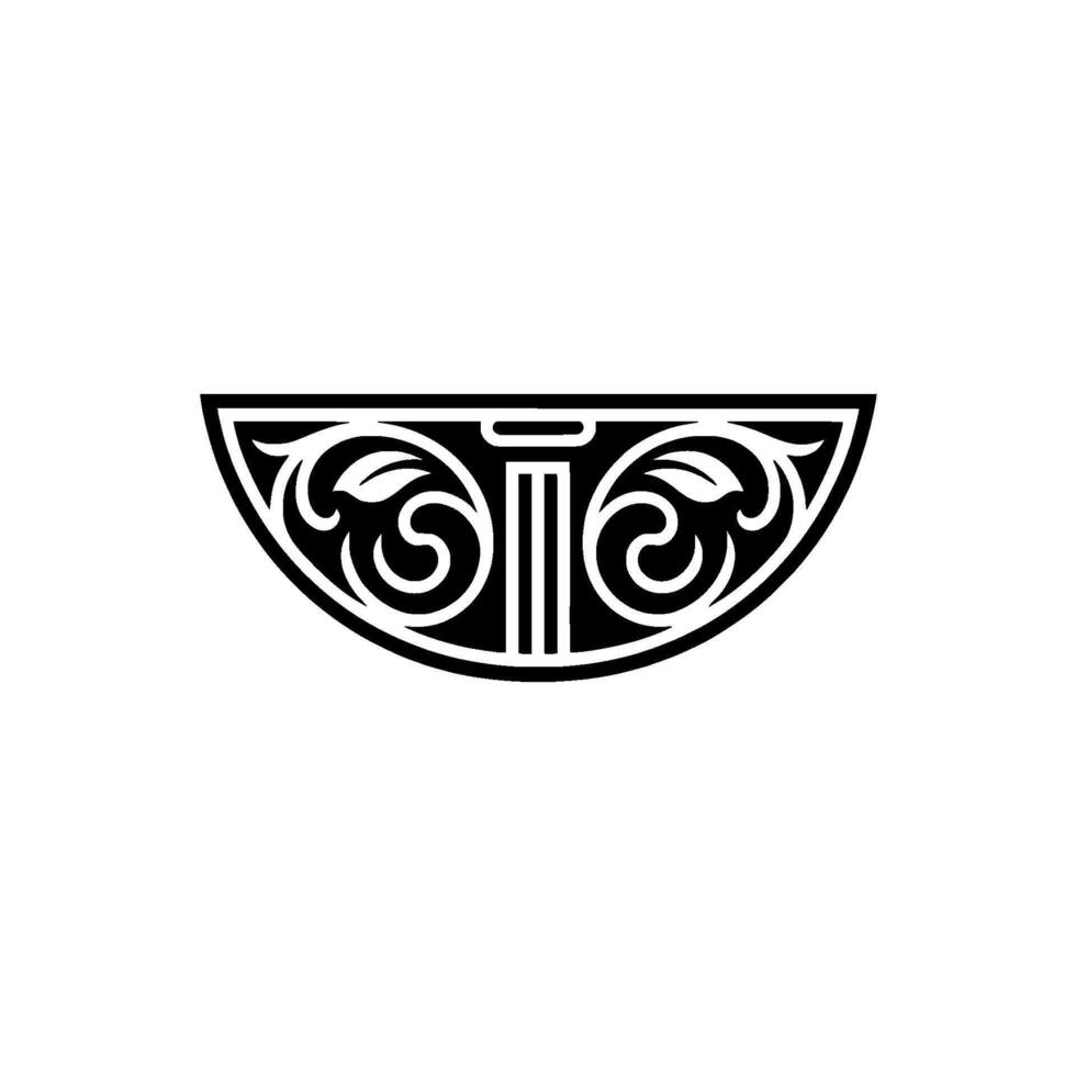 Intricate Crescent Ornament, Vintage vector