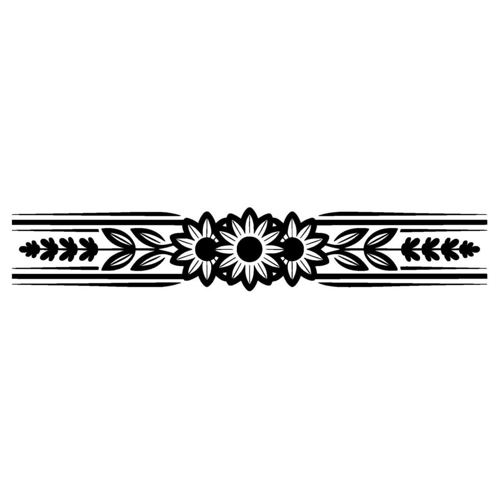 Floral Border Sunflower Motif, Decorative Element vector