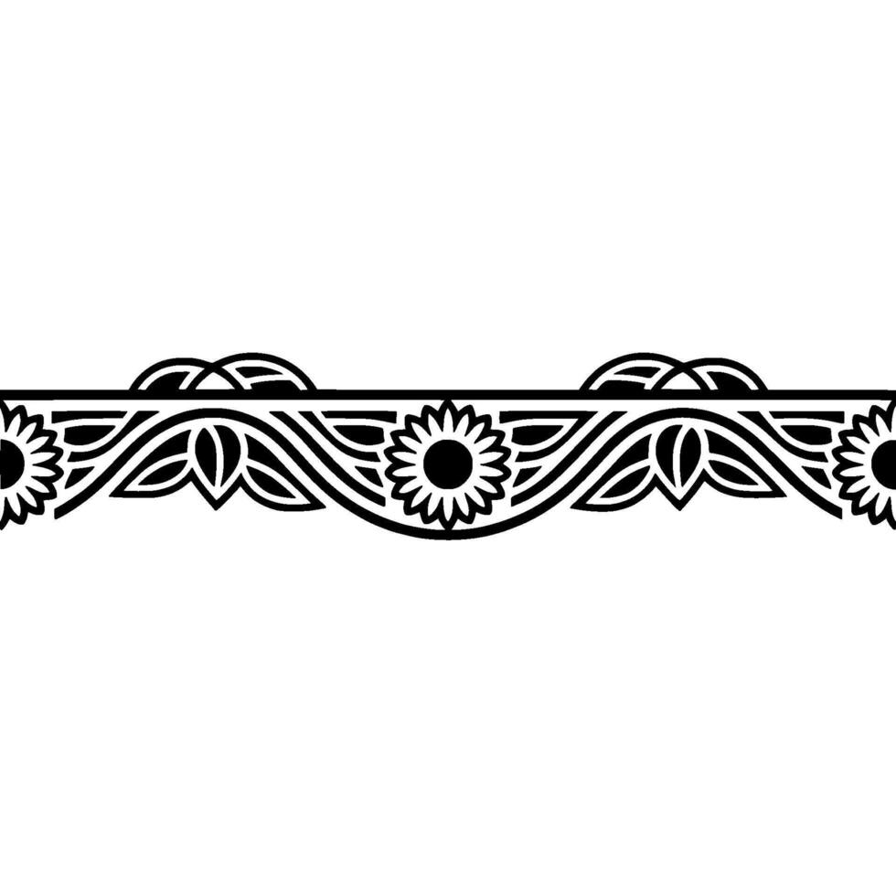 Art Deco Floral Border Elegant Decorative Element vector