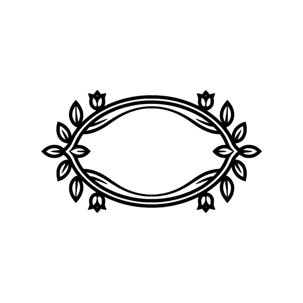 Elegant Floral Frame, Vintage , Minimalist Ornament, Lineart vector