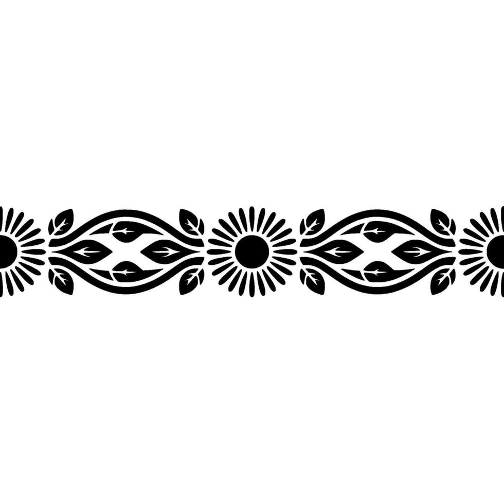 Stylized Sunflower Border, Vintage , Decorative Element vector