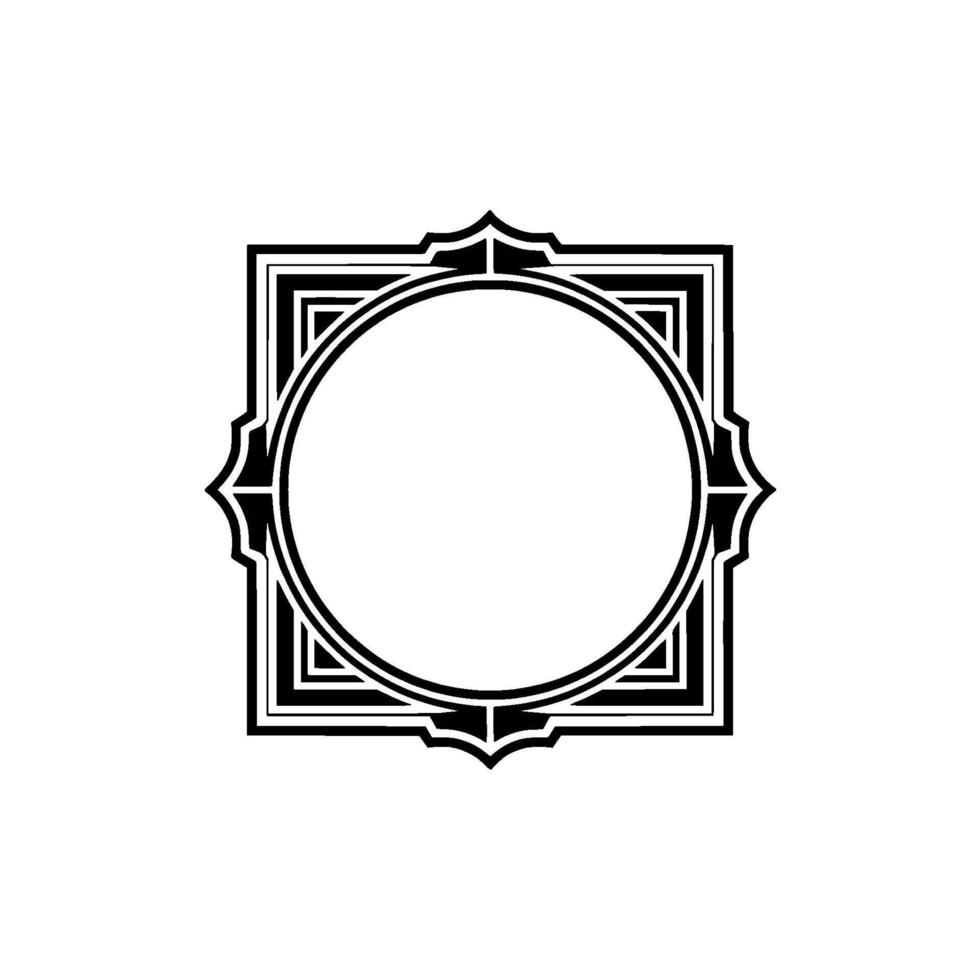 Art Deco Circle Frame, Elegant Border vector