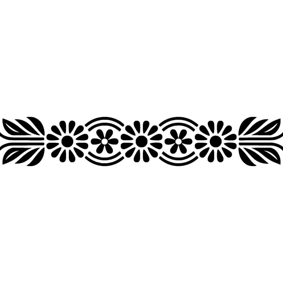 Stylized Floral Border, Vintage Element, Line vector