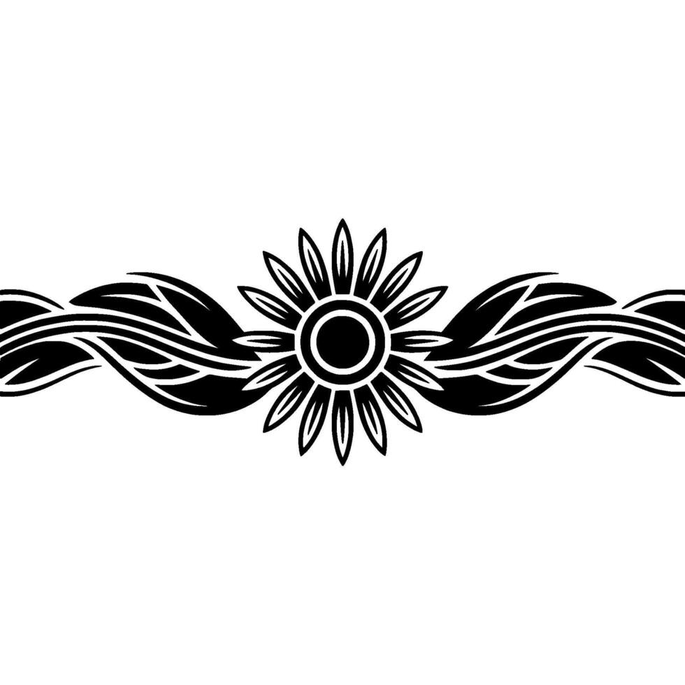 Stylized Floral Border, Tribal , Black White vector