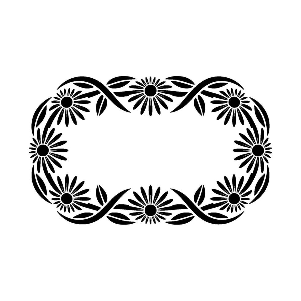 Elegant Floral Oval Frame, Vintage Style, Decorative Border vector