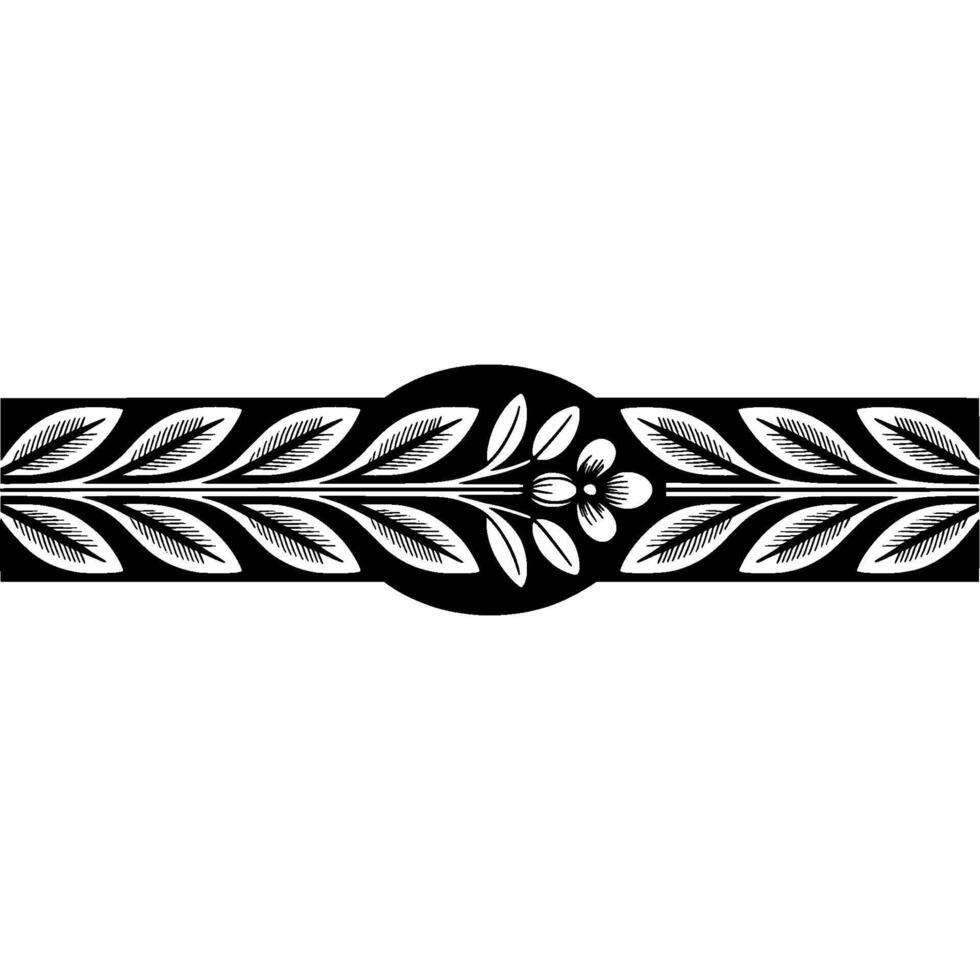 Elegant Botanical Border, Vintage Style - Blackandwhite vector