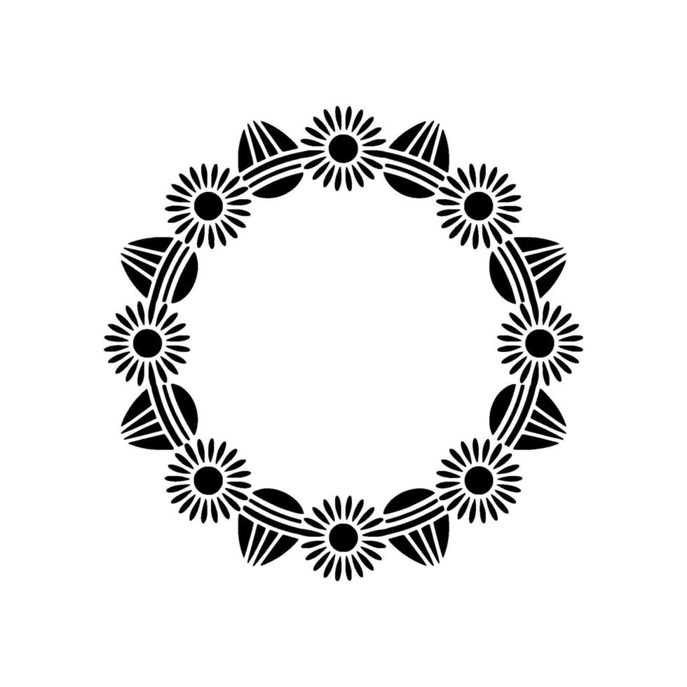 Geometric Sunflower Wreath, Minimalist vector