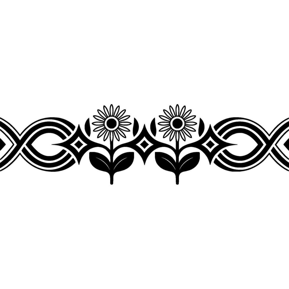Stylized Floral Border, Art Deco Inspired - Decorative vector