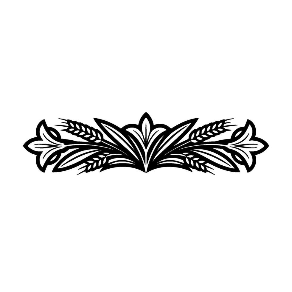 Stylized Wheat Floral Border, Vintage Illustration vector