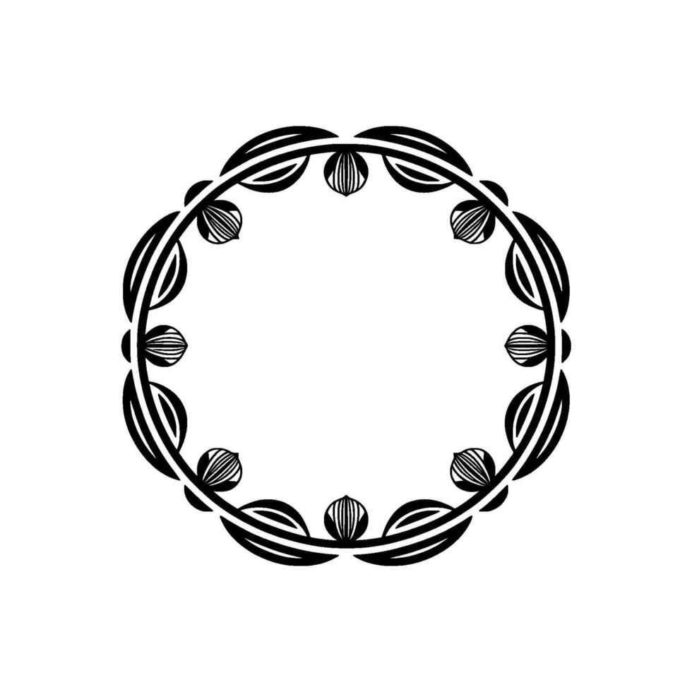 Elegant Circular Botanical Frame, Vintage Style vector