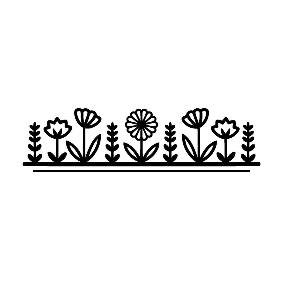 Minimalist Floral Border, Simple Botanical Illustration, Flowers vector
