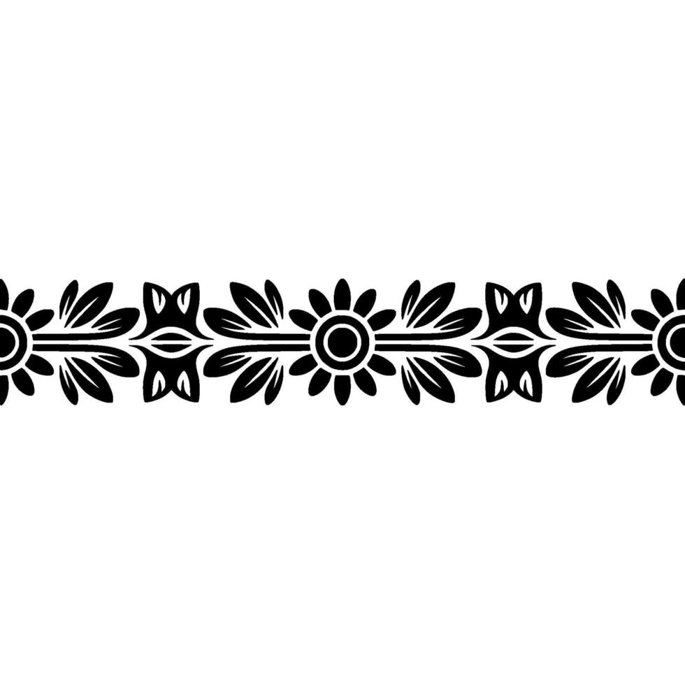 Stylized Floral Border, Vintage , Decorative Element, Lineart vector