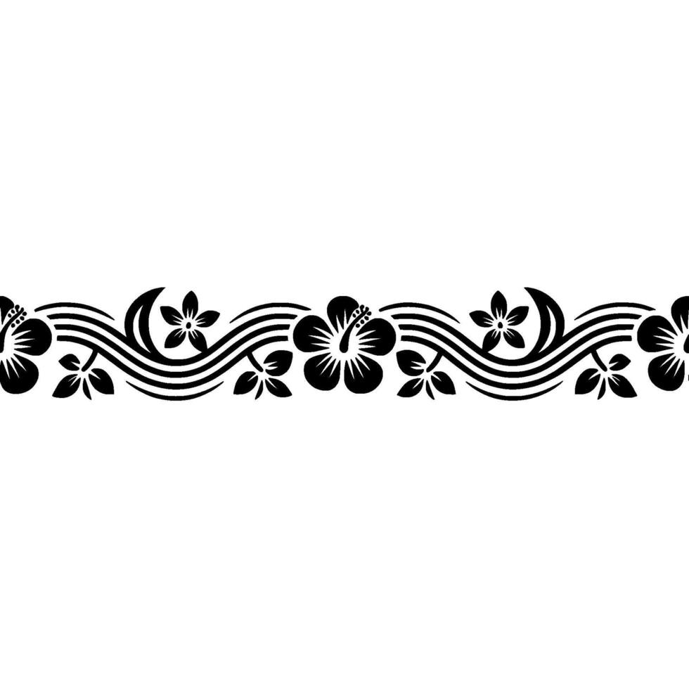 Tropical Floral Border, Elegant Polynesian vector
