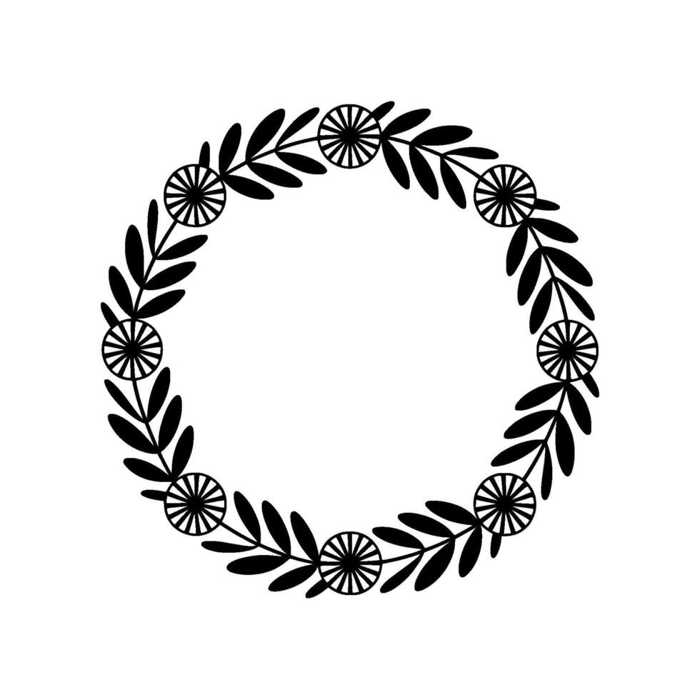 Minimalist Floral Wreath, Circular , Modern Emblem vector