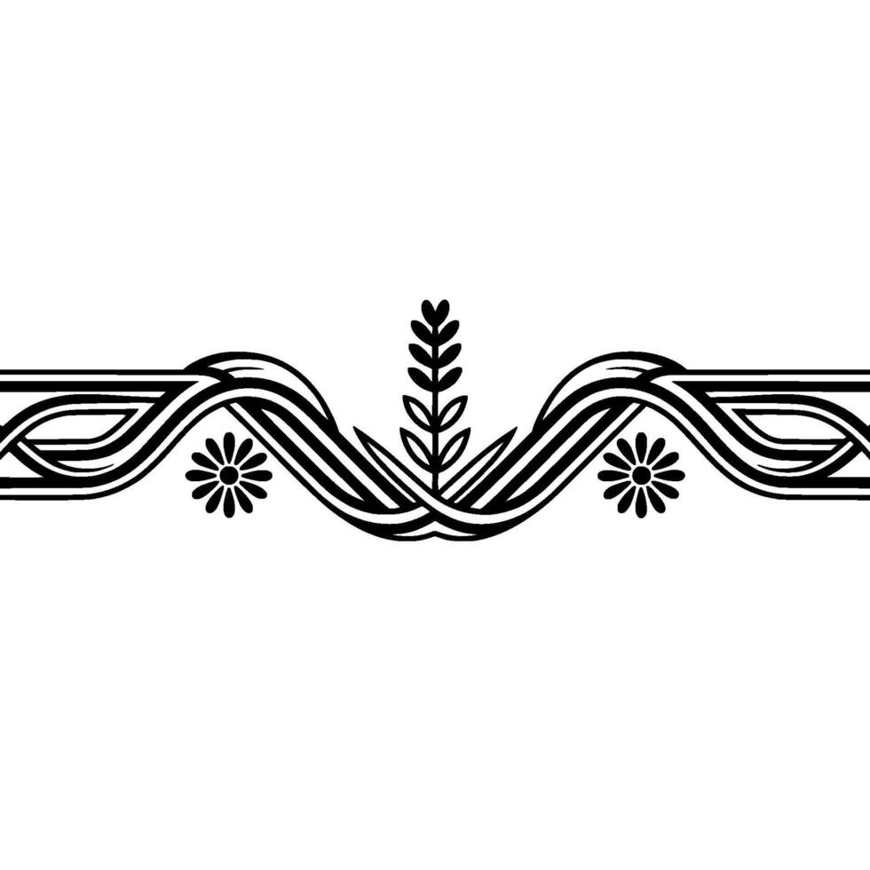 Elegant Wavy Border, Botanical Accent, Vintage vector