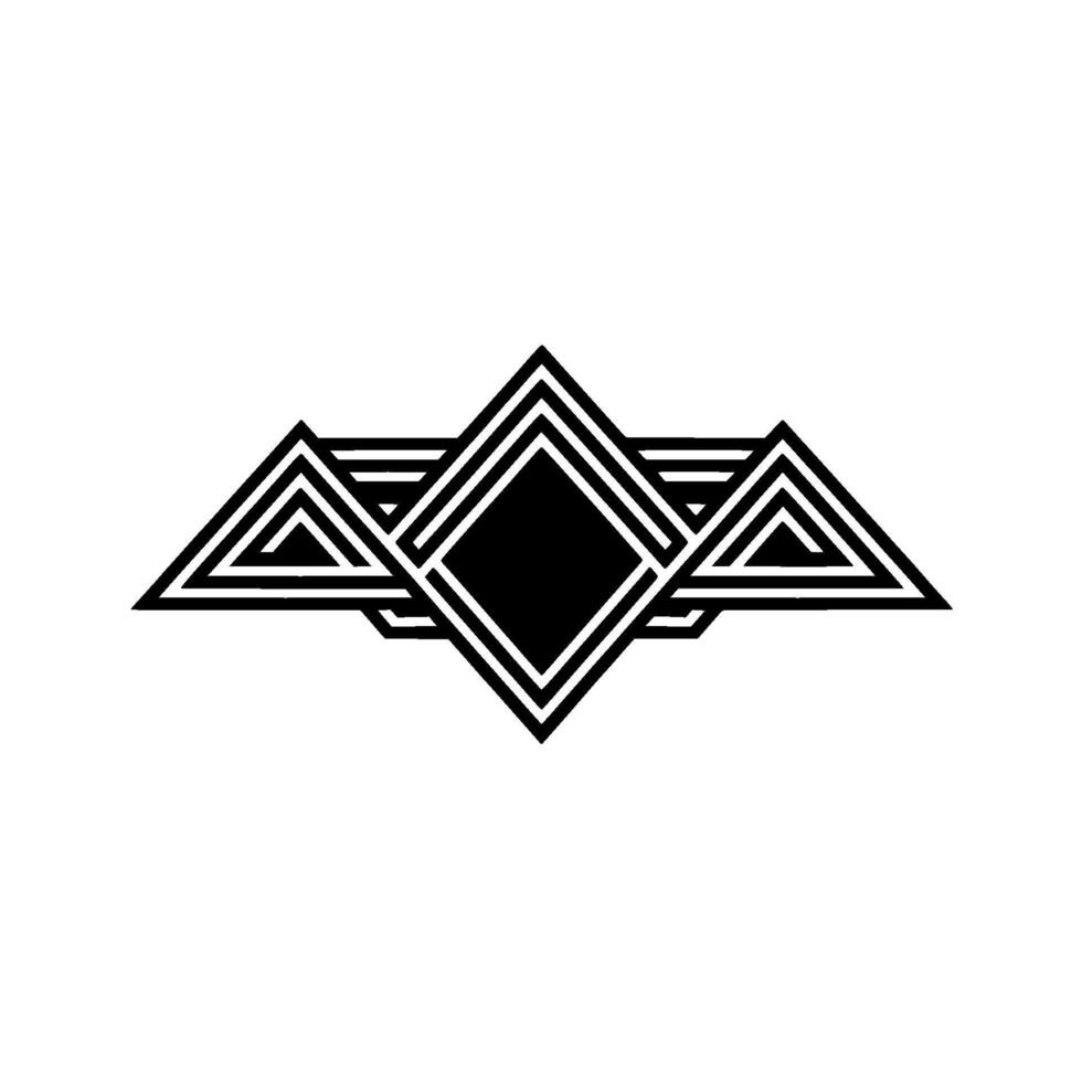 Geometric Deco Emblem, Minimalist Black White, Geometry vector