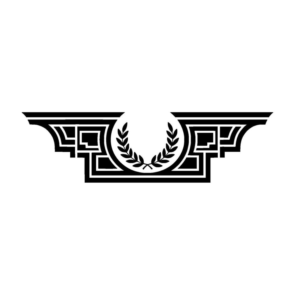 Art Deco Laurel Ornament, Geometric vector
