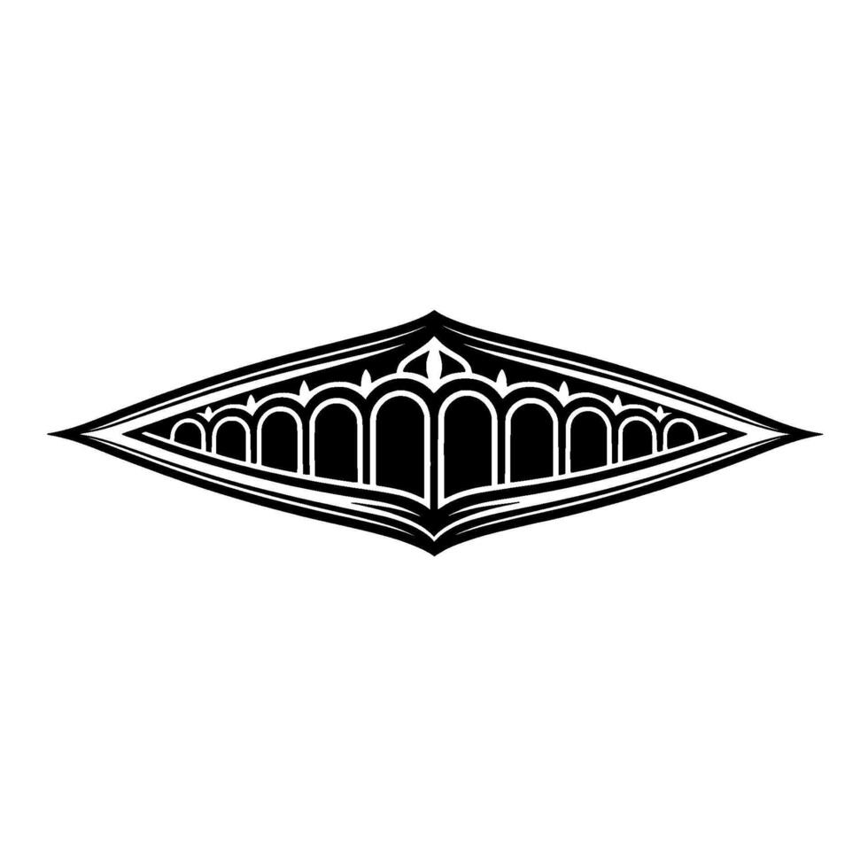 Geometric Gothic Ornament, Black White, Stylized Detail vector