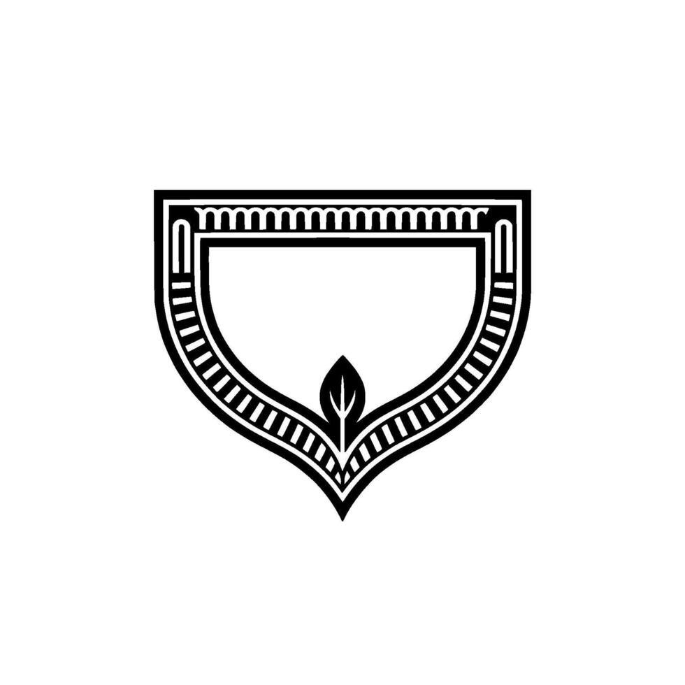 Art Deco Shield Emblem, Leaf Motif, Vintage vector