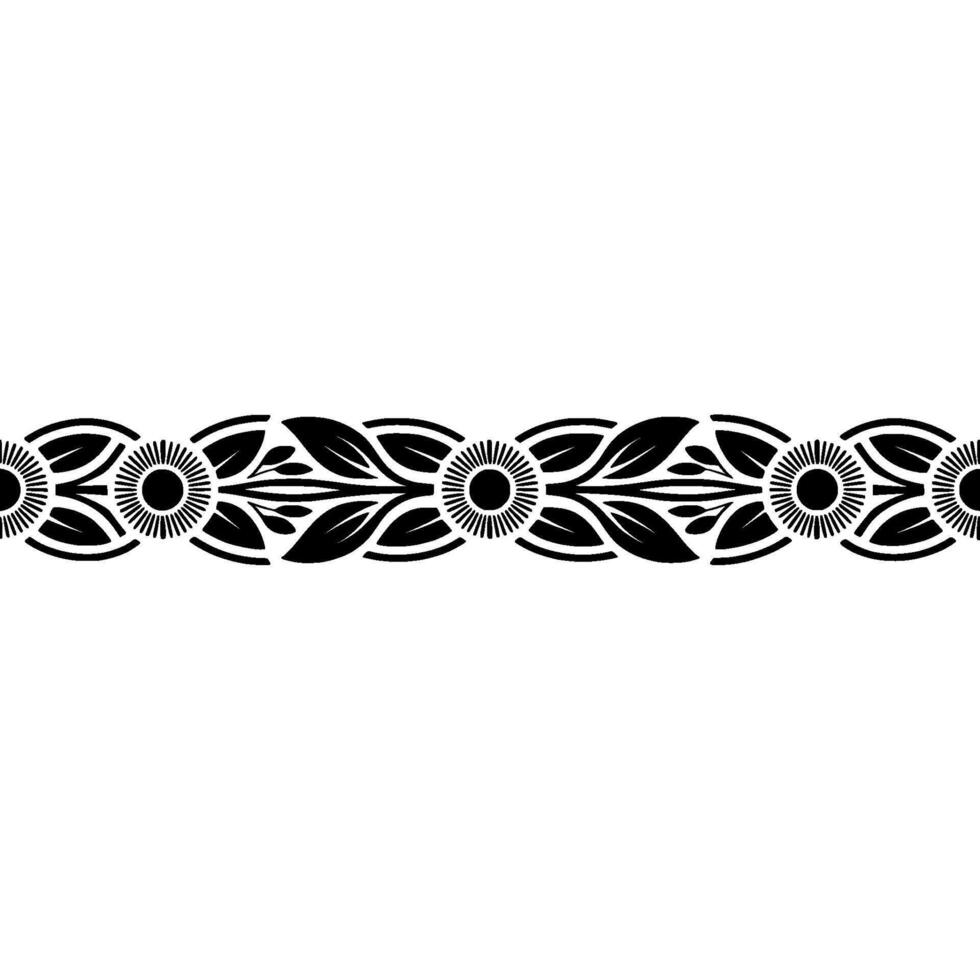 Stylized Black Floral Border, Minimalist vector