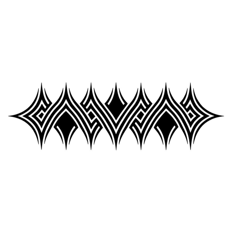 Geometric Tribal Border, Stylized Black White, Line vector