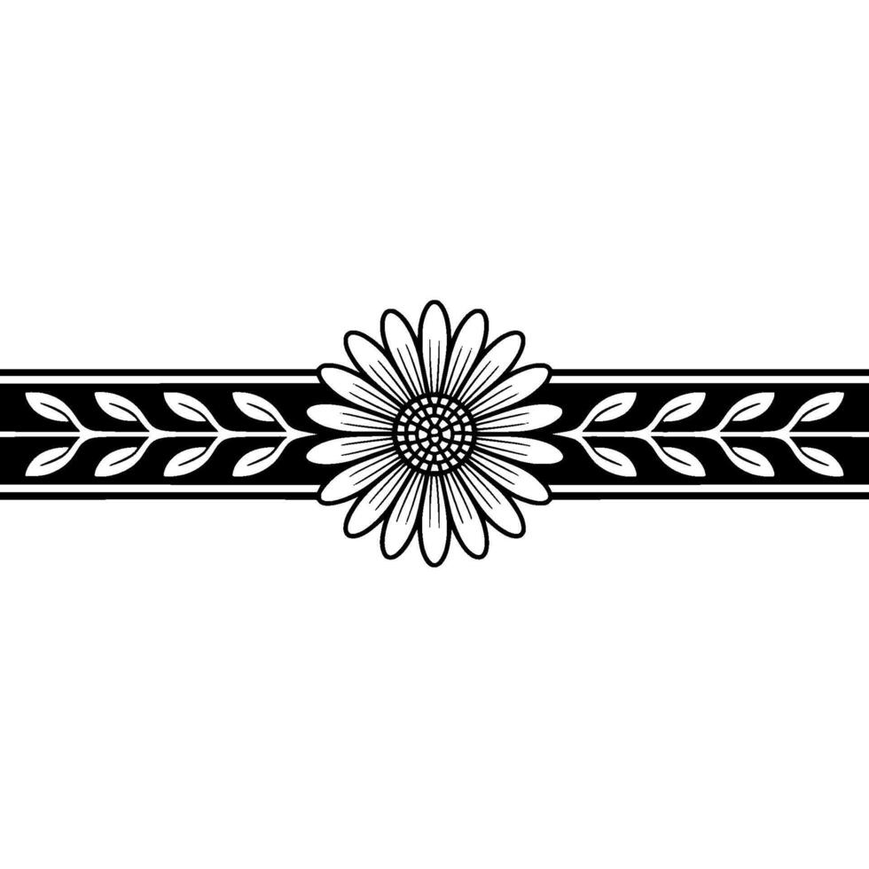 Elegant Sunflower Border, Vintage vector