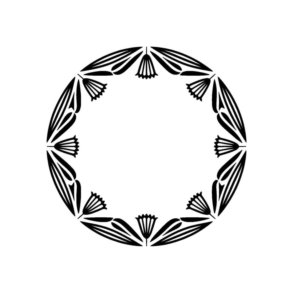 Stylized Floral Circle, Minimalist , Elegant Border vector