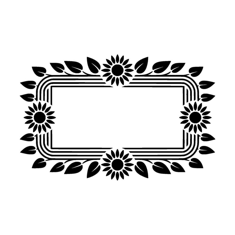 Art Deco Sunflower Frame Elegant Border vector