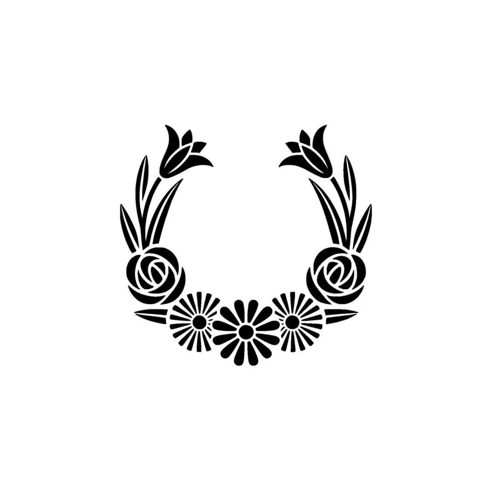 Elegant Floral Emblem, Minimalist , Circular Frame vector