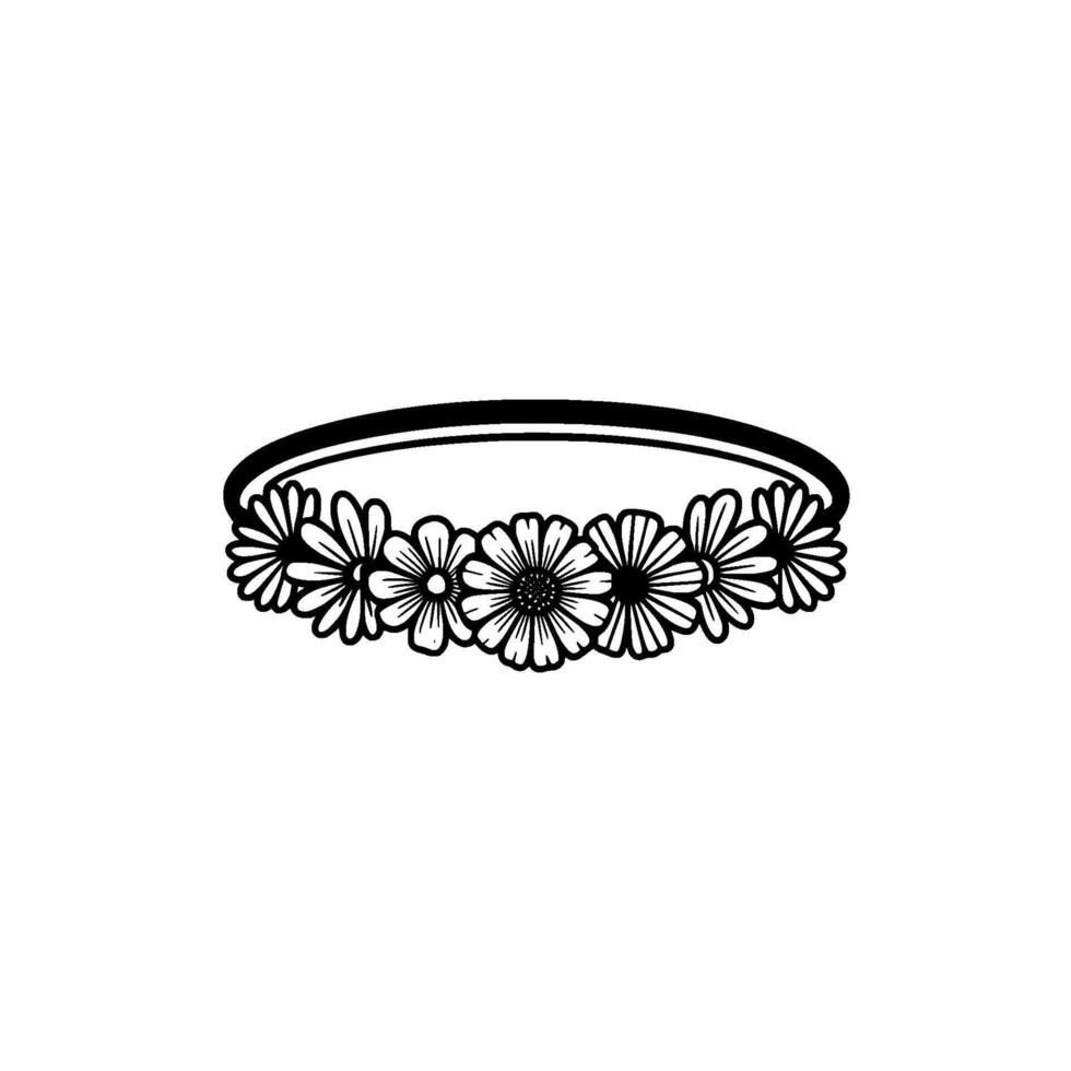 Floral Headband Silhouette, Delicate , Minimalist Style vector
