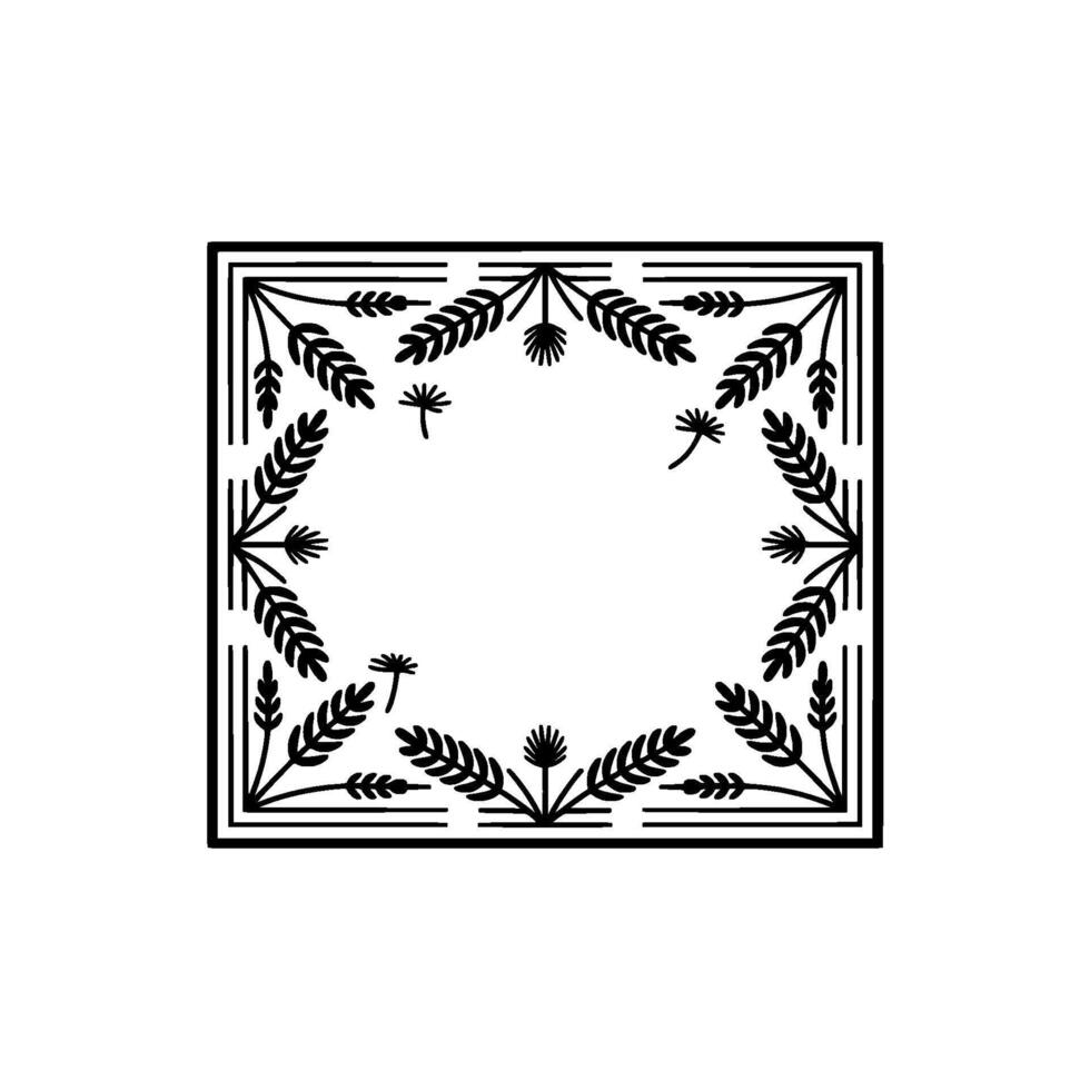 Elegant Botanical Square Frame, Minimalist vector
