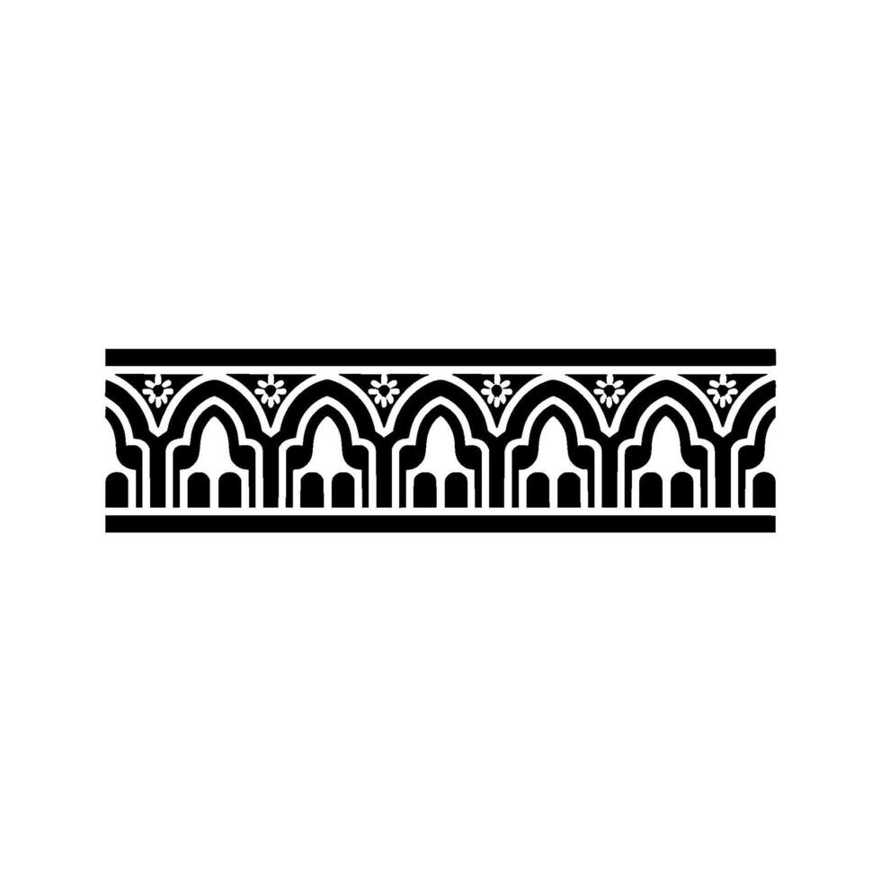 Intricate Islamic Arch Border, Black White vector