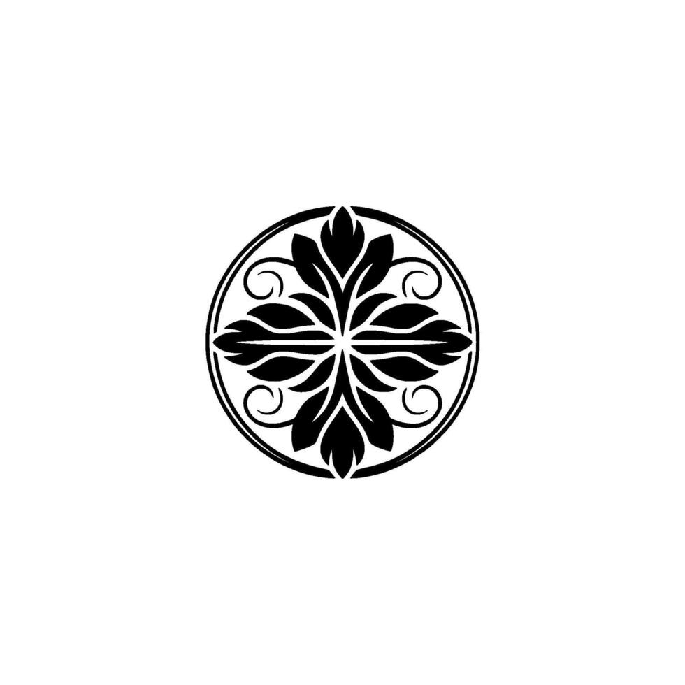 Elegant Floral Emblem, Vintage Style, Minimalist, Circle vector