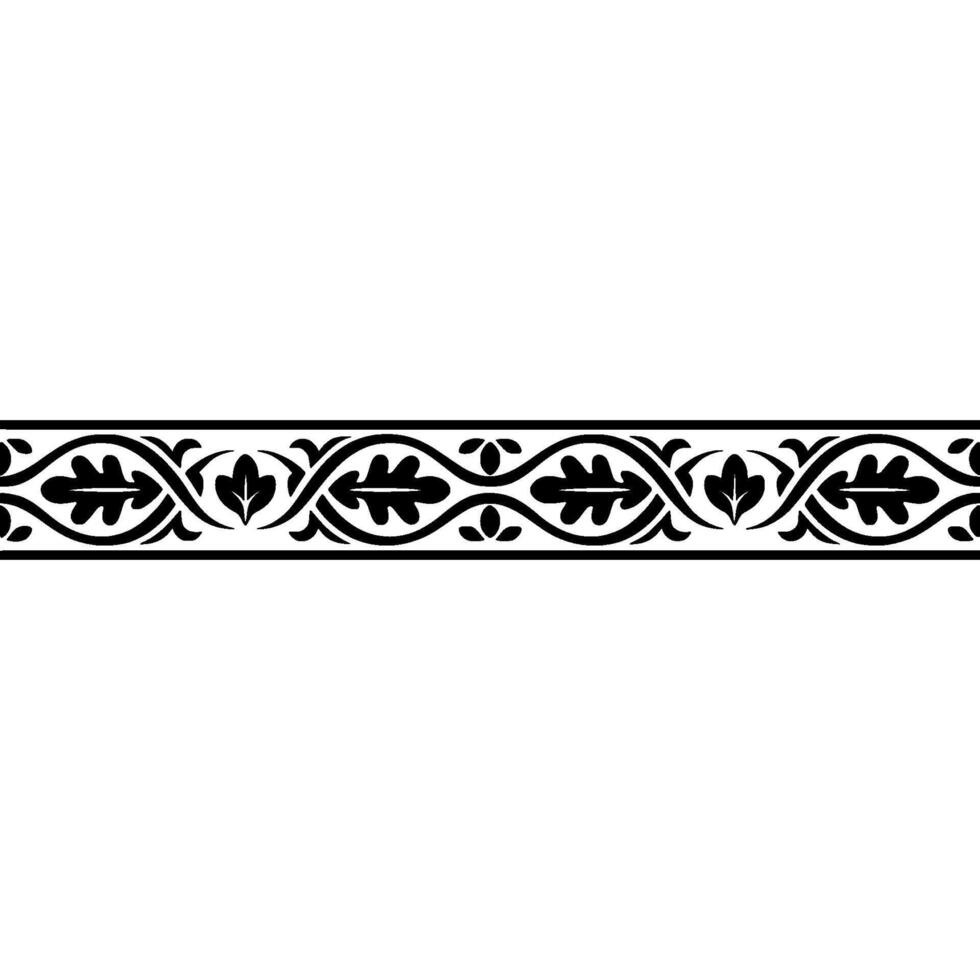 Intricate Black Ornamental Border, Vintage, Foliage vector