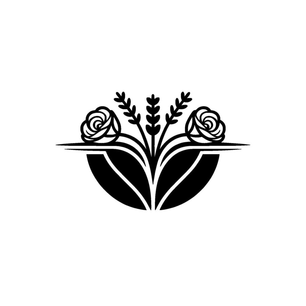 Elegant Floral Emblem, Minimalist, Roses vector