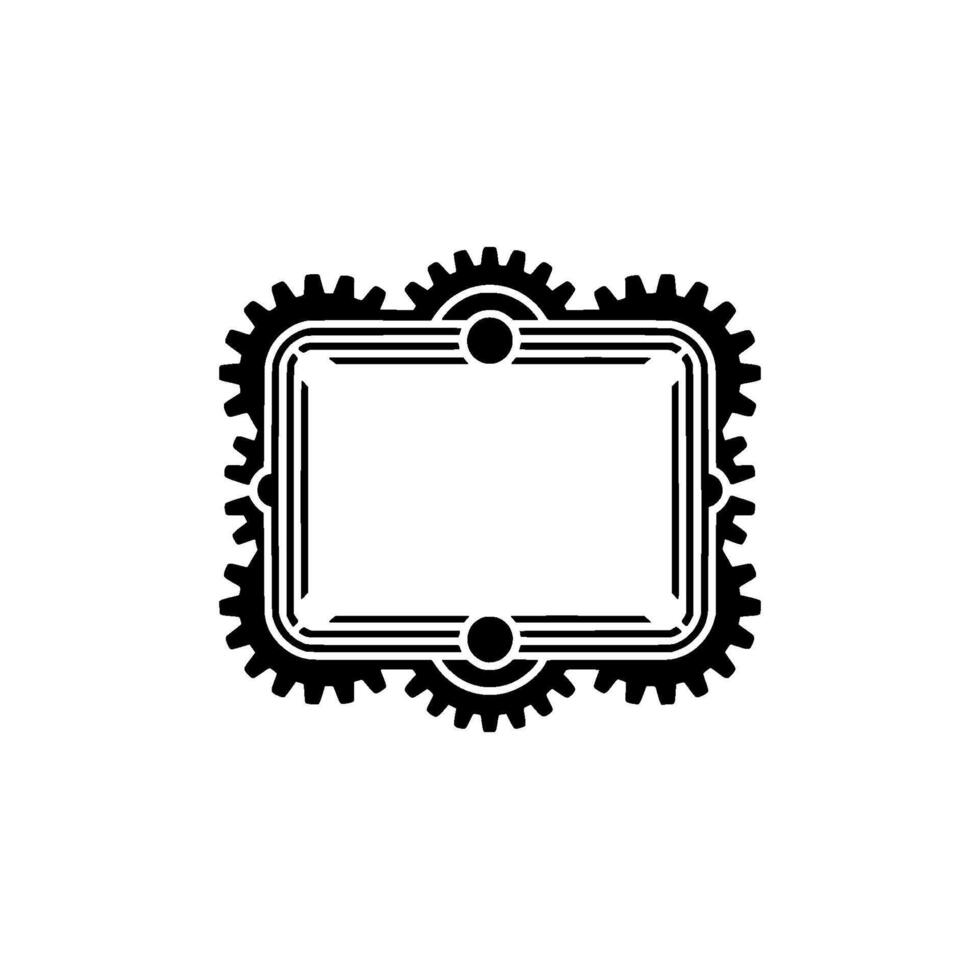 Geometric Gear Frame, Retro Industrial Element vector