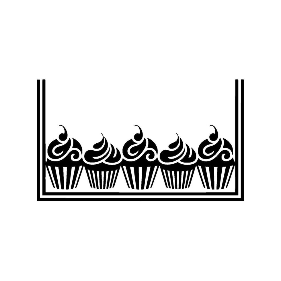 Stylized Cupcake Silhouette, Minimalist vector