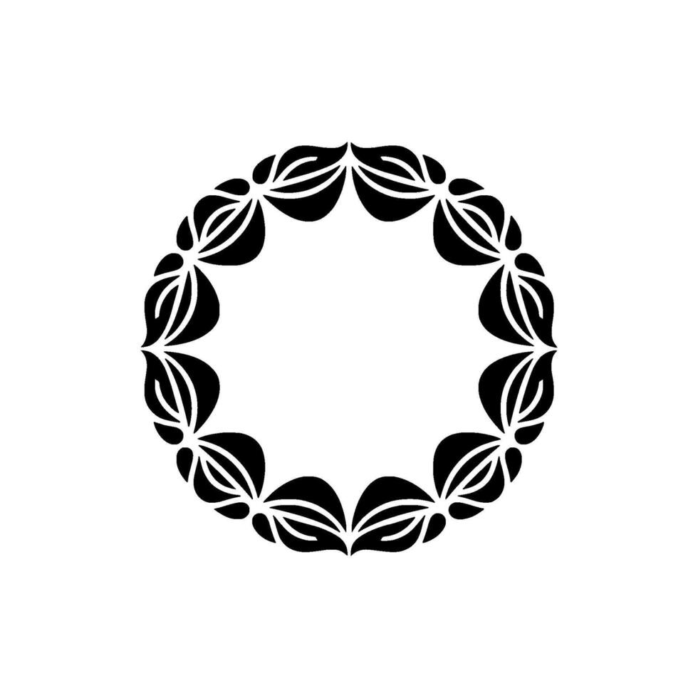 Stylized Leaf Wreath, Minimalist , Circular Emblem vector