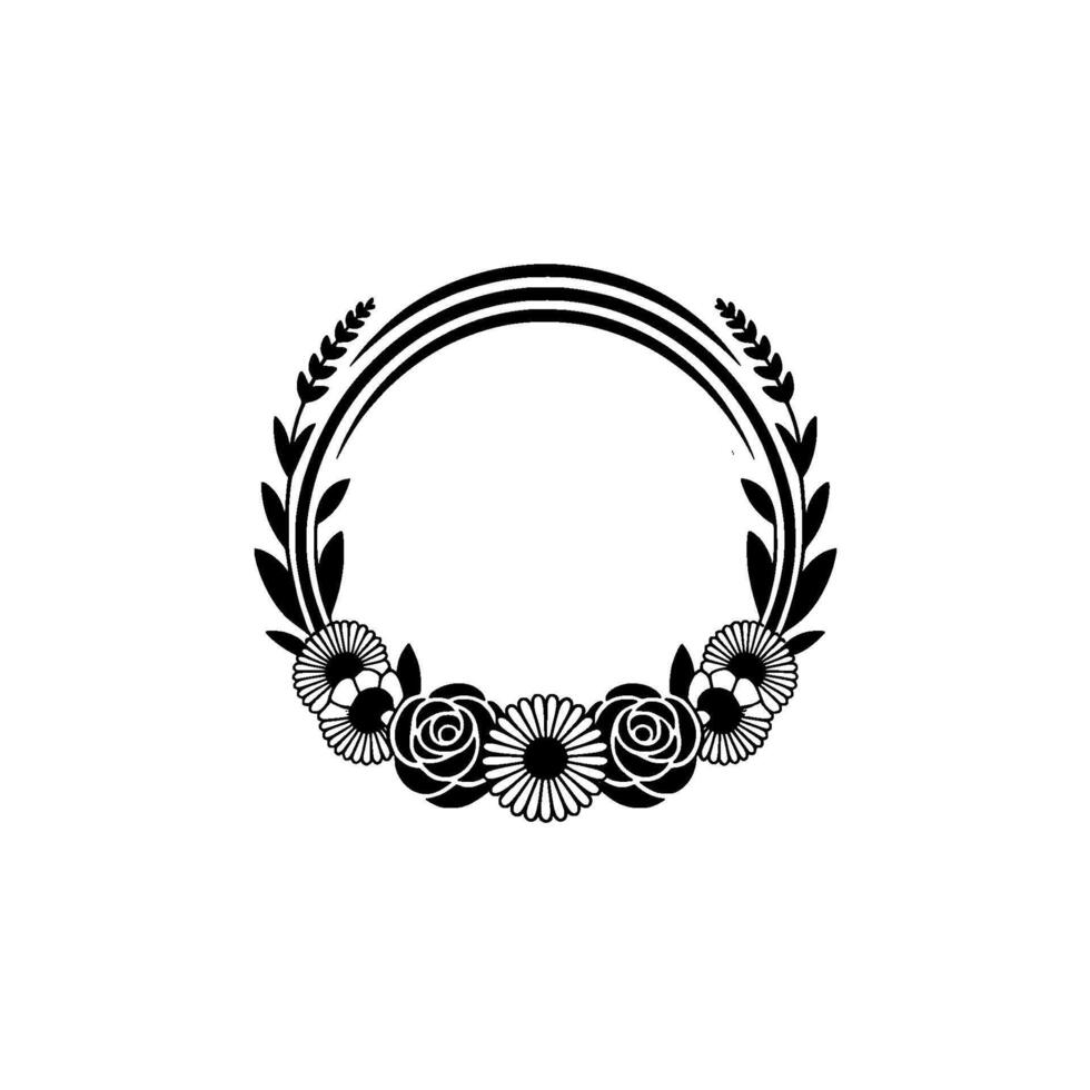 Elegant Floral Oval Frame, Vintage Style vector