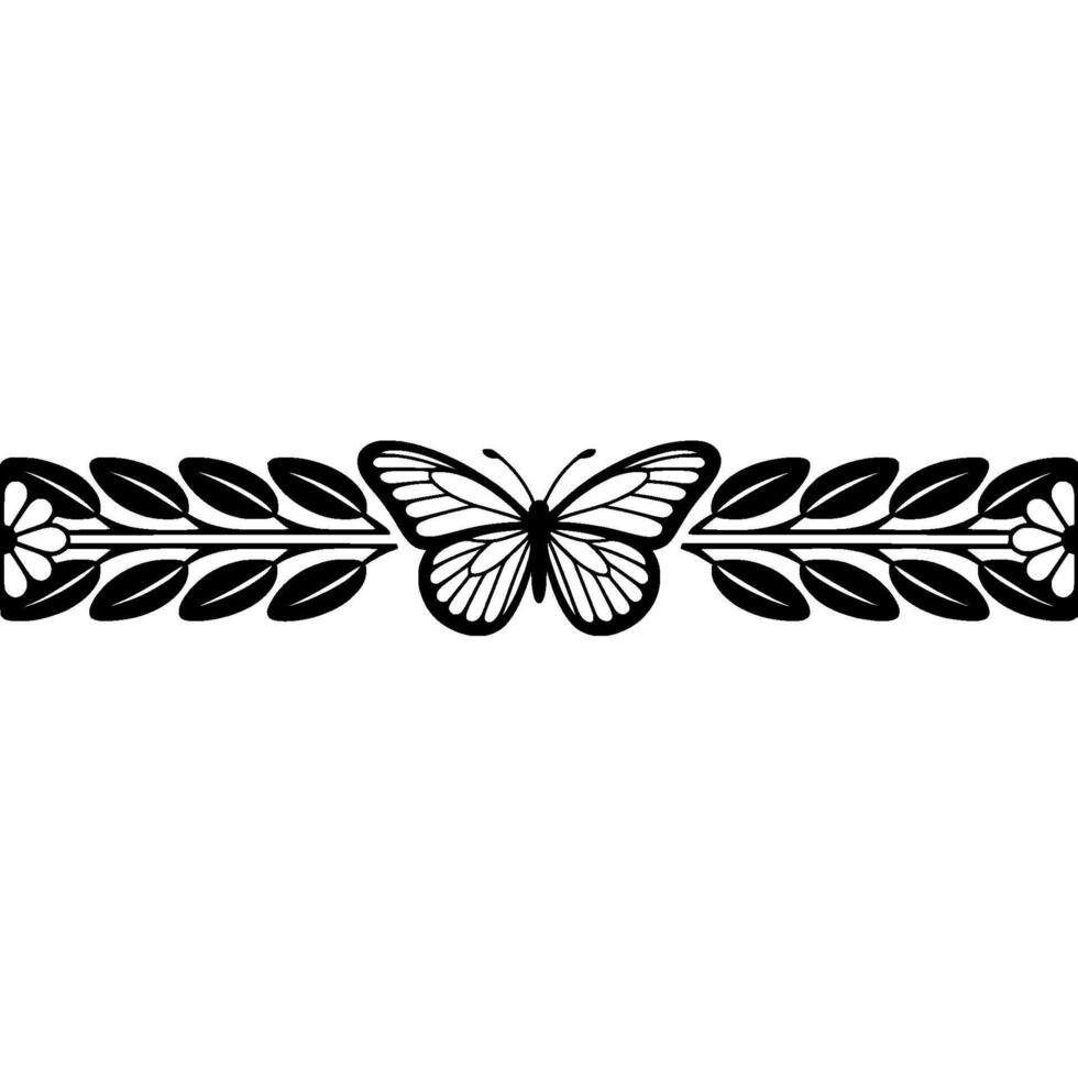 Elegant Botanical Border, Butterfly Motif Vintage Element vector