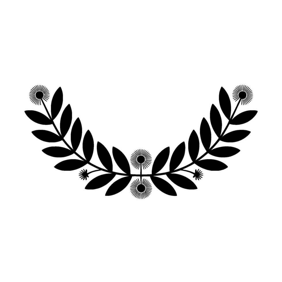 Minimalist Black Laurel Wreath, Elegant vector