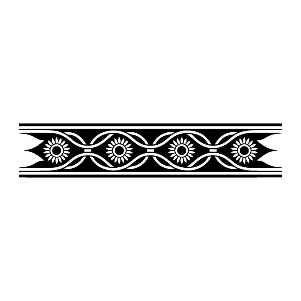 Geometric Border, Stylized Sun Motif, Classic vector