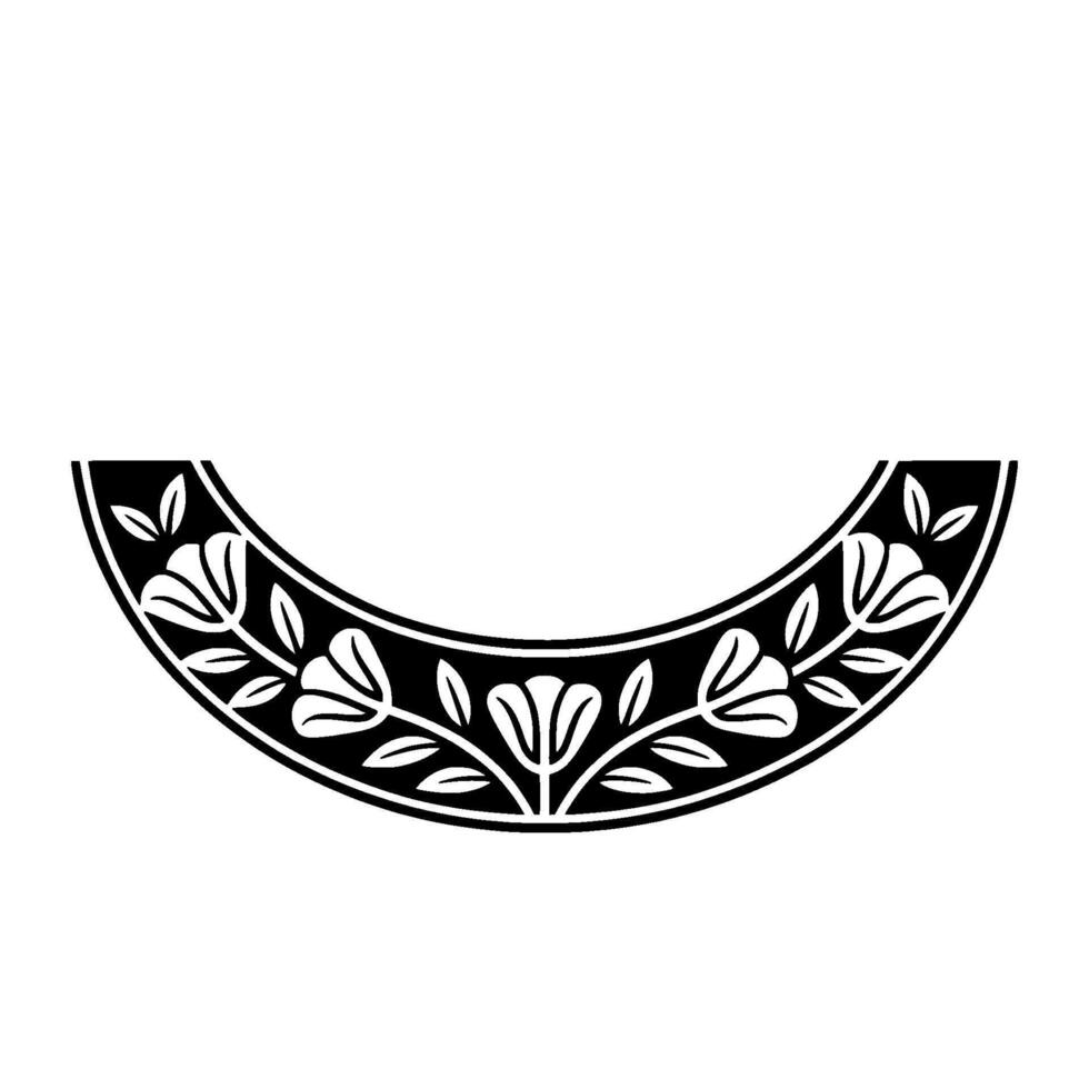 Stylized Floral Crescent Border, Minimalist, Decorative vector