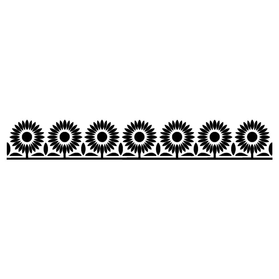 Stylized Sunflower Border, Minimalist - Geometric vector