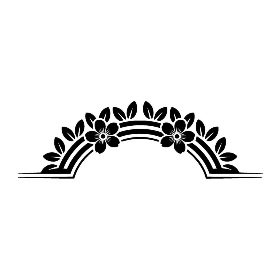 Floral Arch Elegant Black White Element vector