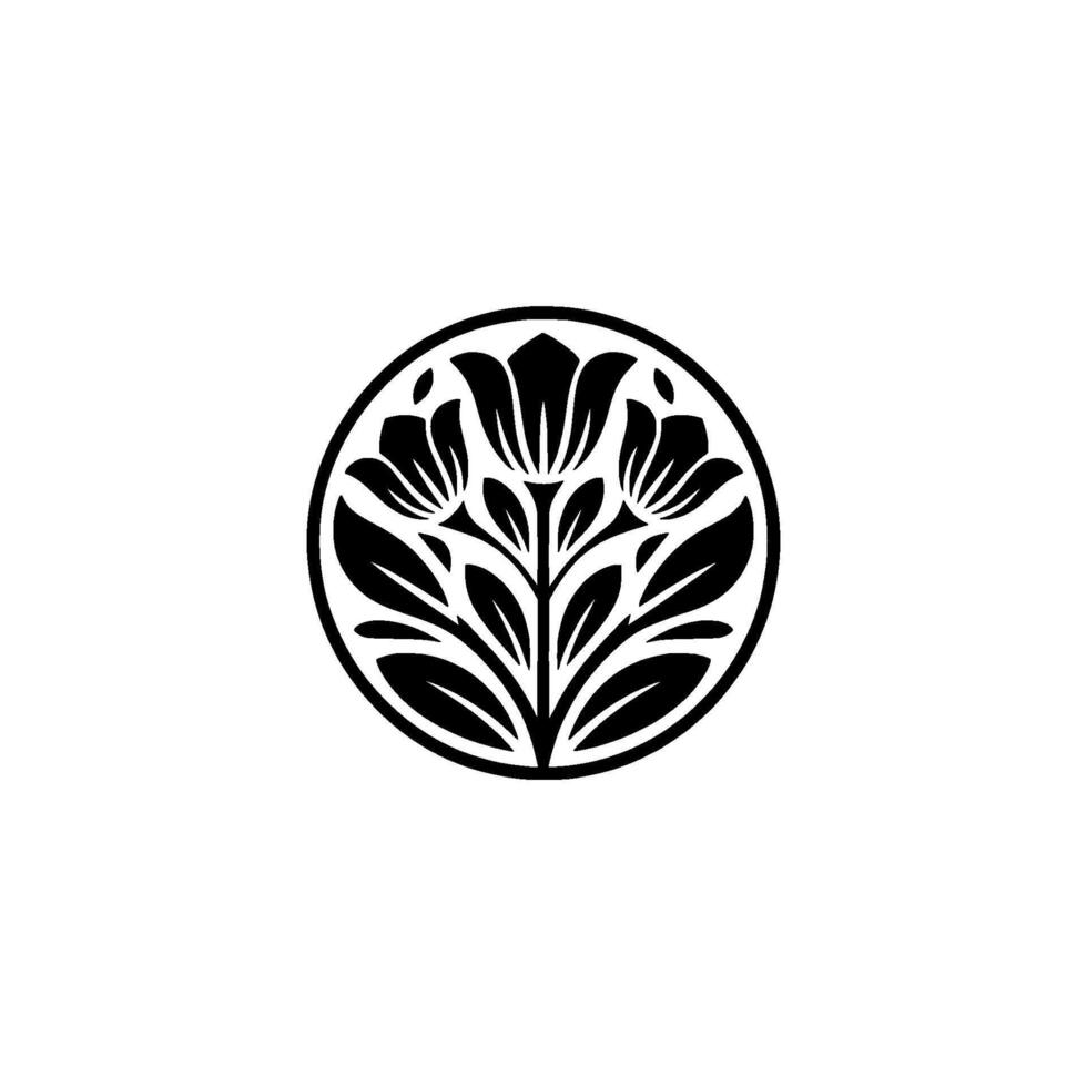 Elegant Floral Emblem, Minimalist , Circular Motif vector