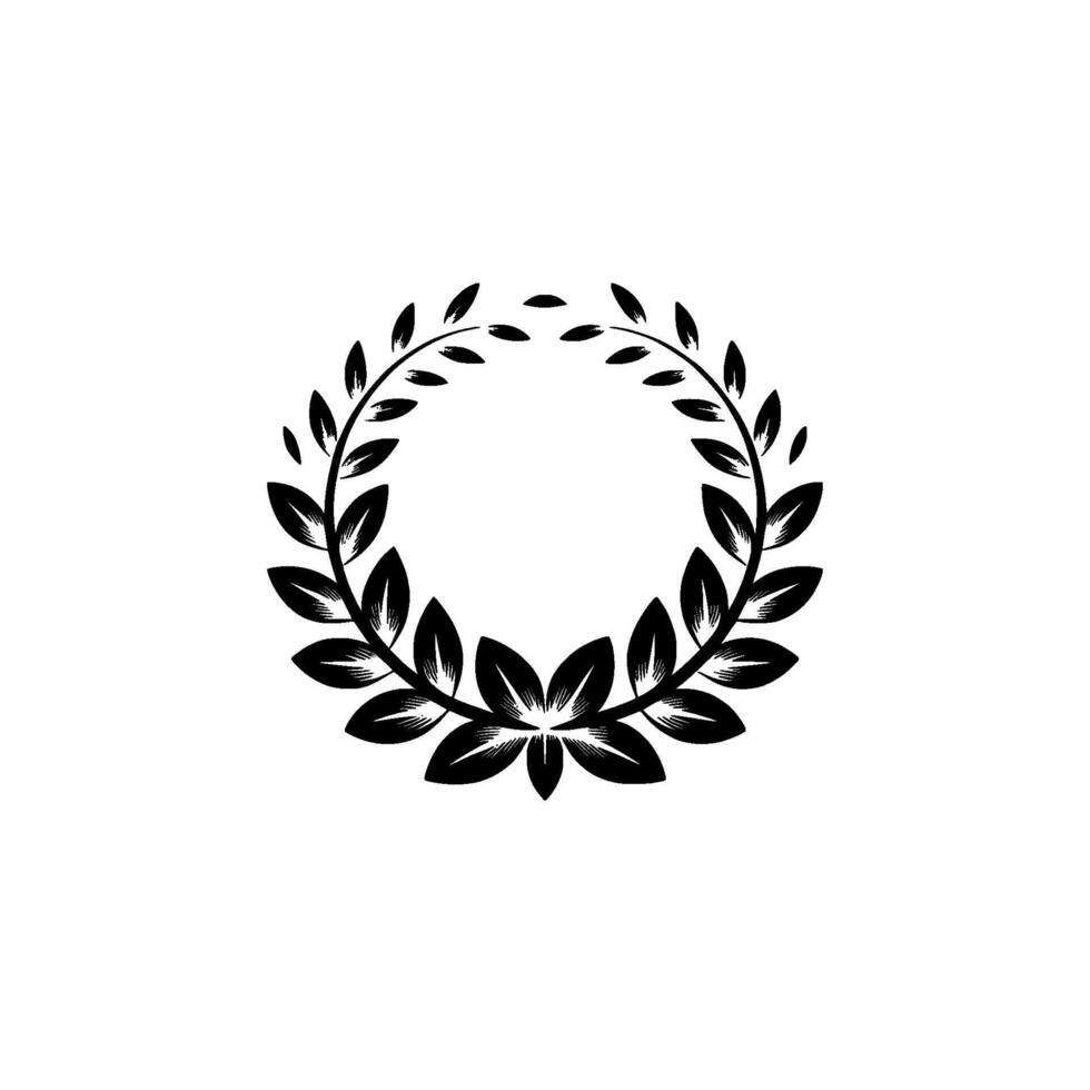 Elegant Laurel Wreath, Minimalist, Circular vector
