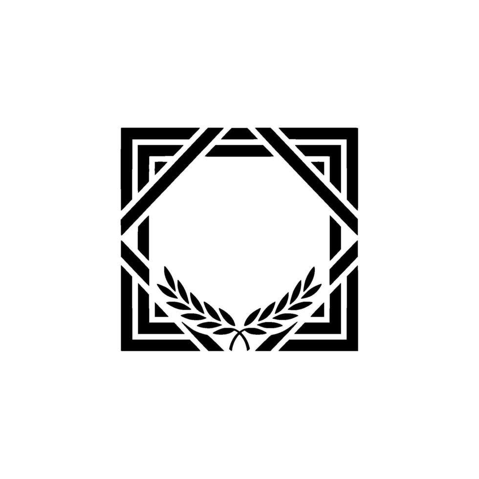 Geometric Emblem,Laurel Wreath, Minimalist vector