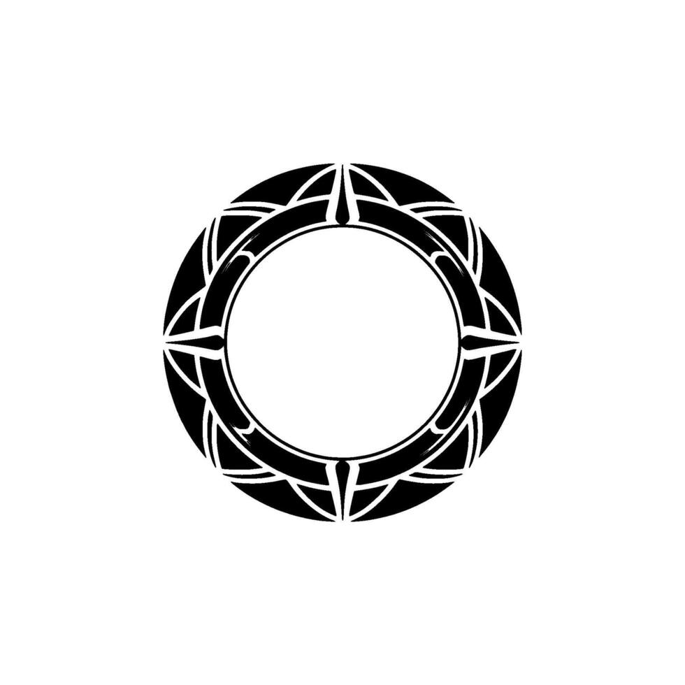 Geometric Tribal Circle, Black White, Minimalist, Pattern vector
